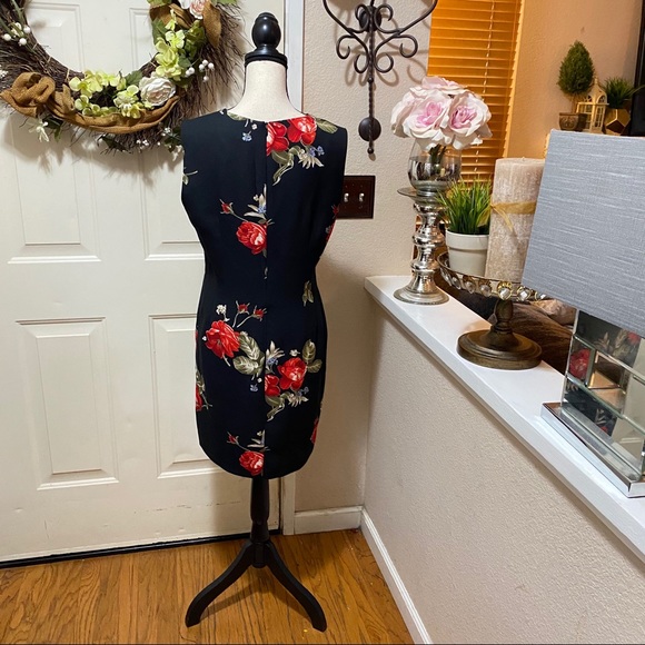 Taiga Paris Black Floral Print Vintage SheathDress - Picture 8 of 16